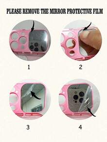 1个粉色蝴蝶结镜面手机壳，兼容 X XR XS Max 11 12 13 13 Pro 13 Pro Max 14 Pro Max 14 Pro Max 15 15 Pro 15 Plus 15 Pro Max、 16 16 Pro 16 Plus 16 Pro Max、 17 17 Pro 17 Pro Max，手机保护套 - 粉色 - 查看 4