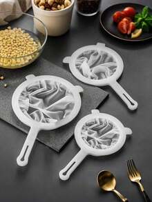 1pc Multifunctional Plastic Food Strainer Colander With Dual Ergonomic Handles And Fine Nylon Mesh, Perfect For Straining Soy Milk, Juice, Tea And Food. Essential Kitchen Tool For Baking And Cooking Preparation. - Multicolor - View 3