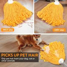 Matthew Microfiber Mop Replacement Compatible With Microfiber Cloth Mop Refill,Stainless Steel Spin Mop Replacement 54" Handle With Wet Mop For Floor Cleaning (2 Mop Heads W/1 Handle)-Orange - Màu A - Xem 2