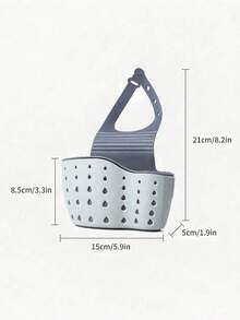 1pc Double Layer Kitchen Storage Basket, Adjustable Sink Hook, Silicone Faucet Drainer Basket, Drill-Free Bathroom Shelf, Storage Box With Quick Drainage System, Suitable For Storing Sponges, Soap, Rags, Brushes And Other Kitchen/Bathroom Supplies - Hang - View 4