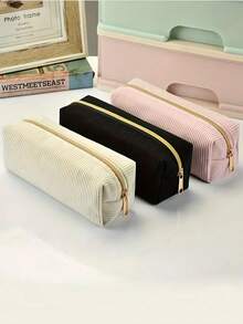 3PCS/1pc Pencil Case - Durable Pen Pouch With Zipper, Stationery Organizer For School Supplies, Pen Bag For Office And Home Use - Multicolor - View 2
