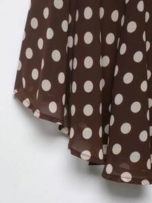 Falda asimétrica con estampado de lunares de moda para mujer DEEKA, estilo europeo y americano - Marrón - Ver 8