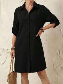 Women Midi Dresses - Black - View 11