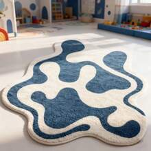 1 pieza Alfombra asimétrica abstracta lavable de piel sintética, alfombra decorativa, decoración de dormitorio, alfombra pequeña, alfombra, decoración del hogar, alfombra de sala de estar, alfombra pequeña de sala de estar, alfombra de dormitorio, decoración del hogar de sala de estar, alfombra de exterior, alfombra lavable, muy linda, lavable a máquina, plegable, fácil de limpiar, hogar personalizado, decoración del hogar de moda, decoración navideña, nuevo artículo, vacaciones, hogar personalizado, decoración del hogar de moda, alfombra pequeña - Multicolor - Ver 2