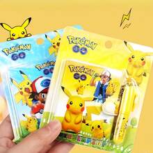pokemon Cute Cartoon Pattern Notebook Set, Children's Notebook, Adorable Notebook With Ballpoint Pen Set, Student Gift Prize Stationery Gift Box - Multicolor - View 1