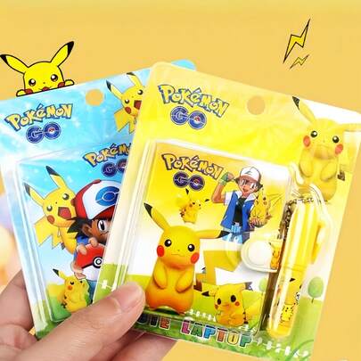 pokemon Ensemble de cahiers à motifs de dessins animés mignons, cahier pour enfants, cahier adorable avec ensemble de stylos à bille, boîte cadeau de papeterie pour récompense d'étudiant