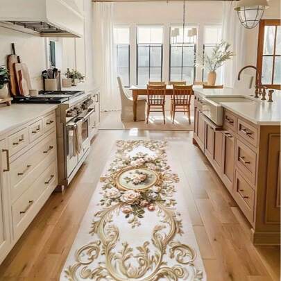 1pc Vintage Persian Style Light Blue & Beige Crystal Velvet Rug, Decorative Carpet, Bedroom Decor, Small Rug, Carpet, Home Decor, Living Room Rug, Bedroom Rug, Living Room Home Decor, Outdoor Rug, Washable Rug