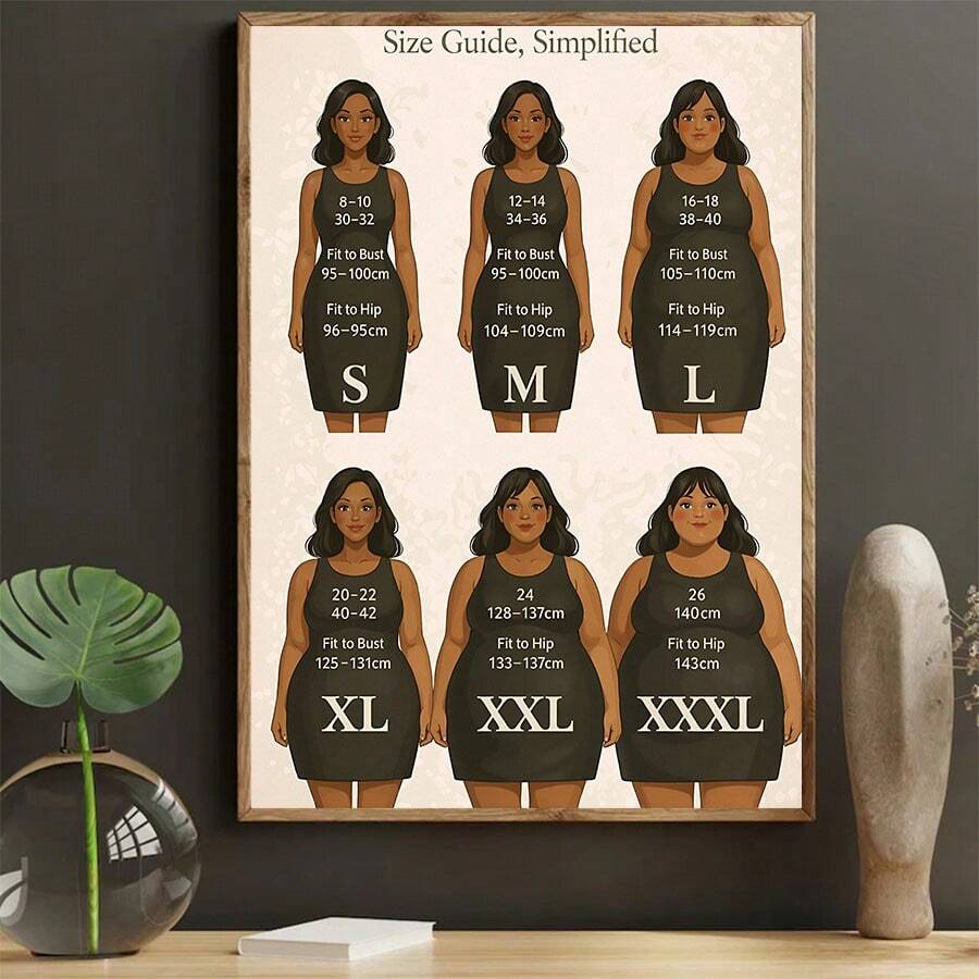 1 buah Cetakan Seni Kanvas Panduan Ukuran Pakaian Wanita Minimalis, Poster Tubuh Inklusif, Cetakan Referensi Ukuran S-XXXL, Dekorasi Dinding Toko Ritel Fesyen, Ruang Ganti, Dekorasi Studio Desainer, Dekorasi Rumah Modern, Tanpa Bingkai - Retro - View 1