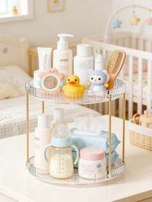 Baby Nursery Storage Rack, 3-Tier Rotating Organizer For Bottles, Wipes, Diapers & Baby Essentials, Space-Saving Countertop Storage Shelf - Multicolor - View 2