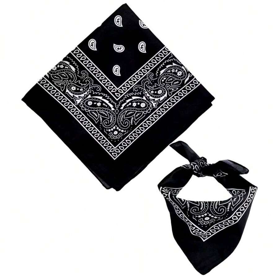 Premium Printed Bandana Scarf - Classic Style And Total Versatility - Black - View 1
