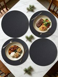 1/120pcs Round PU Leather Placemats, Waterproof & Oil-Resistant Decorative Mats, Washable Tableware Pads, Non-Slip & Odorless Protective Mats, Suitable For Restaurants, Cafes, Homestays, Perfect For Holidays, Parties, Gatherings, Birthdays, Weddings, Dinner Parties - Multicolor - View 6