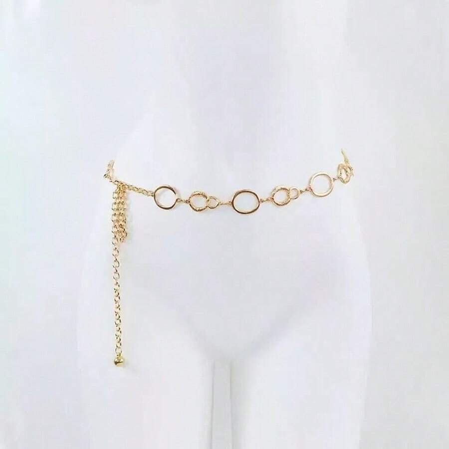 1件女士金色朋克摇滚风多层流苏裤链，适合万圣节派对或日常穿着 - 彩色 - 查看 1