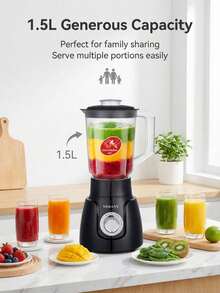 SOKANY 500瓦大功率多功能榨汁搅拌研磨机，带研磨杯，1.6升大容量，两档速度，不锈钢刀片，快速榨汁、研磨，适合家庭使用 - 白色 - 查看 6