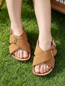 1 Pair Children's Sandals With PU Upper, Non-Slip Thick Sole, Closure, 2026 Latest Casual Fashion Sandals, Breathable, Soft Lining To Protect Baby's Skin, Suitable For Hiking, Walking, Home, Beach Play, Best Gift For Kids - Brown - View 8