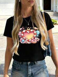 Dam-T-shirts - Svart - Visa 2