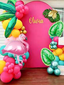 110 Stücke/Set Flamingo Ballon Set, Latexballons, Flamingo und Palmblatt Ballons, für Hawaii Party, tropische Früchte, Geburtstagsparty, Strand Pool Party Dekoration, Aloha Party Dekoration, Themenparty - Verschiedenfarbig - Übersicht 5