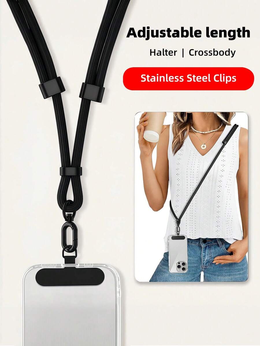 Adjustable Anti-Lost Anti-Drop Phone Lanyard, Multifunctional Phone Accessory, Thick Braided Fashion High-End Strap, Suitable For Outdoor Travel, Hiking, Shopping, Anti-Theft, Key Chain Pendant, Great Gift For Family, Friends, Mother's Day - Multicolor - View 1