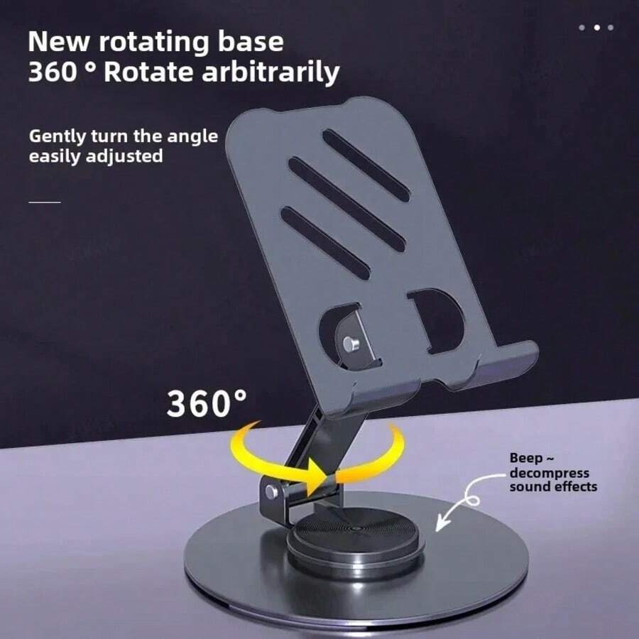 Giá đỡ điện thoại/máy tính bảng bằng kim loại có thể gập 360°, điều chỉnh được, xoay được, chống trượt, giá đỡ để bàn tiện dụng. - Ngôi sao - Xem 1