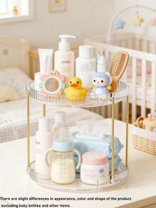 Baby Nursery Storage Rack, 3-Tier Rotating Organizer For Bottles, Wipes, Diapers & Baby Essentials, Space-Saving Countertop Storage Shelf - Multicolor - View 6