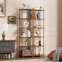 Librero Estante Organizador de 6 Niveles Bookshelf Esquinero para Sala Alta y Estrecha de Fácil Montaje a Mano sin Herramientas - Incluye Correa de  Ideal para Esquinero de Sala u Oficina - como en la foto - Ver 4
