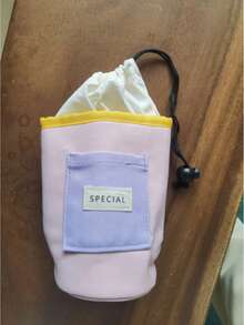 1pc Unisex Minimalist Style Cylindrical Pencil Case, Large Capacity Canvas Pencil Bag With Drawstring, Vertical Flip-Top Pencil Box, Unique Design, Portable Makeup Bag/Box - Single Piece - View 11