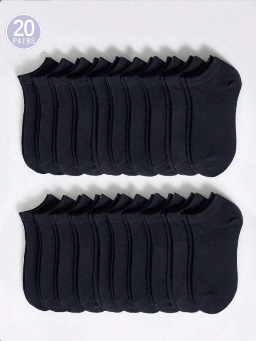 10/20 双装纯黑色、白色、灰色隐形船袜，男女通用低帮休闲袜，春夏乐福鞋袜 - 彩色 - 查看 1