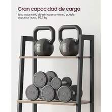 VASAGLE Estantería de Escalera de 4 Niveles 34 x 56 x 137.5 cm para Saón Dormitorio Cocina Oficina Greige y Negro MLLS44MBV2 - Grisáceo negro. - Ver 7