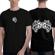 DARCSPORT Unisex 180g Wolves Print Crew Neck T-Shirt,Classic Vintage Style Men/Women Cotton Hip Hop Short Sleeve Tee - ĐEN-C - Xem 7