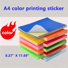 [Papel de pegatinas de color A4] 10/100 hojas de papel de pegatinas de color A4, papel de artesanía para impresora láser, inyección de tinta, fotocopiadora, superficie mate, etiquetas autoadhesivas de color, papel autoadhesivo de color A4 para impresora láser, inyección de tinta, etiquetas adhesivas de color - Ver 4