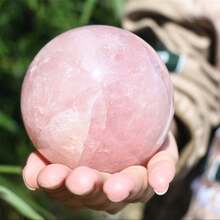 1pc Rose Quartz Ball, High Quality Crystal Ball, Perfect Collectible Crystal, Home Decor, Crystal Gift, DIY Craft - Pink - View 20