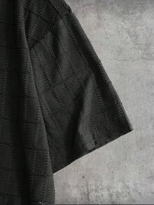 Men's Short Casual Fashion Shirt, Textured Knit Fabric, Boxy Short Sleeve Shirt For Summer - Black - View 5