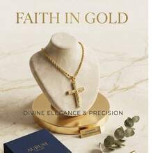 Dây chuyền mặt hình thánh giá bằng thép không gỉ mạ vàng 14K, đính đá toàn bộ, phong cách Hip Hop dành cho nam giới. - Nhiều màu - Xem 2
