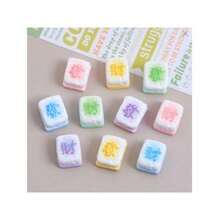 30 piezas de accesorios de artesanía de resina de pastel de mahjong rojo y colorido, materiales DIY para pasadores de cabello y llaveros hechos a mano - Multicolor - Ver 4