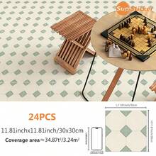 SUPSTICKER 24片復古花卉自黏地板貼紙，可移除防水PVC貼花 7.87/11.81英吋，適用於廚房陽台浴室DIY翻新 - 彩色 - 查看 15
