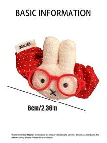 MIFFY 白色红点刺绣兔子发圈，可爱日式红白波点面料，搭配戴着红色眼镜的 3D 毛绒 MIFFY，柔软弹力带设计，轻盈可爱，适合日常、上学、办公、聚会等场合。 - 彩色 - 查看 4