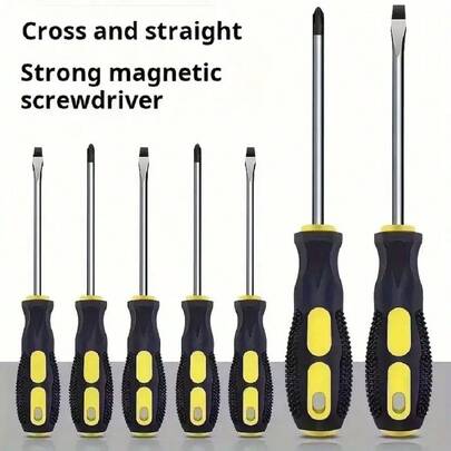 Full Set Screwdriver Tool Kit, Includes , Flat Head And Magnetic Tip Heads - Made Of Durable TPR Material, Suitable For Home Repair Use