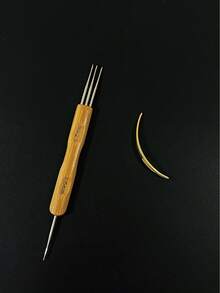 2件套1+2/1+3双头钩针/假发编织工具，带发夹，三叉/两叉双头钩针，竹柄假发接发钩 - 鉤針 - 查看 12