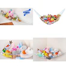 Enovoe Stuffed Animal Toy Hammock - Best For Keeping Rooms Clean Organized and Clutter-Free Comes with Bonus Free e-Book Toy Organizer Storage Net is Durable and Easy to Install - Blanco - Ver 1