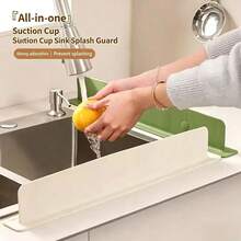 1pc Silicone Sink Splash Guard, Suction Cup Kitchen Water Barrier, Splash Proof Faucet Protector - Multicolor - View 4