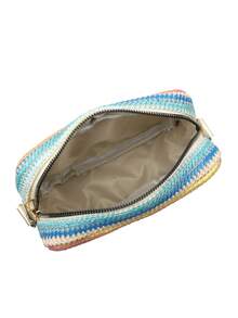 Geantă de umăr din paie pentru femei, nouă, versatilă, portabilă zilnic, din paie, design în culori contrastante cu curea în stil boem, poate fi purtată pe umăr sau crossbody, depozitare convenabilă - Multicolor - Vizualizare 10