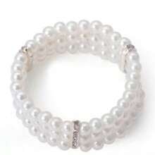 1 pezzo Braccialetto di perle a 5 file in stile europeo, in materiale di vetro, accessorio da donna per feste in casa - Multicolore - Visualizzare 10