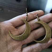 1 Pair Unique Retro-Inspired Crescent Moon Dangle Earrings - Embracing Gothic Punk Fashion With Dramatic Flair - Perfect Holiday Party Gift Or Accessory For Alternative Style Enthusiasts - Mặt trăng - Xem 3