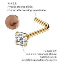 8 chiếc khuyên mũi hình chữ L 20G màu vàng/bạc, đính đá Cubic Zirconia, làm từ thép không gỉ 316L, khuyên mũi ít gây dị ứng dành cho nữ. - Nhiều màu - Xem 3