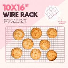 2 estantes de enfriamiento para cocinar y hornear estante de enfriamiento de acero inoxidable de 16 x 10 pulgadas bandeja con estante de alambre para bandeja de hornear estante de tocino apto para - Rosado - Ver 3