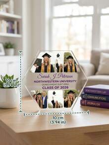 1pc Custom Hexagon Graduation Acrylic Plaque,Custom Photo And Text,Personalized Collage Graduation Keepsake, Custom Name & University Graduation Gift, Hexagon Graduation Keepsake Plaque, Class Of 2026 Table Decor - Multicolor - View 7