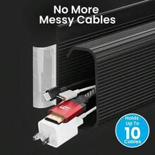 1pc Computer Cable Organizer Tray, Under Desk Cable Management Holder, Adhesive Wire Concealer Box - Small Size - White - View 8