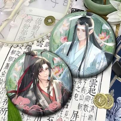 3pcs Wei Wuxian & Lan Wangji Grandmaster Of Demonic Cultivation Themed Matte Holographic Reflective Brooch Pins