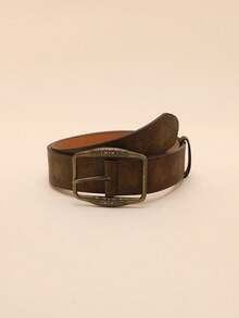 1pc Brown Pu Leather Belt With Antique Bronze Buckle And Printed Pattern Halloween Summer, School Fall, Autumn, Halloween - 1 cái - Xem 2