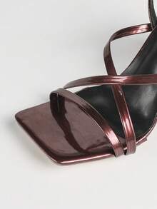 Women's Square Toe Chunky Heel High Heels, Burgundy Color, Comfortable Daily Commute Versatile Elegant Shoes That Elongate Legs - Burgundy - View 3