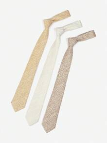 7cm Soft Milk Tea Color Textured/Vintage Floral Pattern Necktie, Handmade Retro Aesthetic, Versatile For Commute, Date, School Style,Festival,Fathers Day Gift - Multicolor - View 2